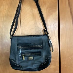 b.o.c. crossbody bag, dark gray w/black trim.